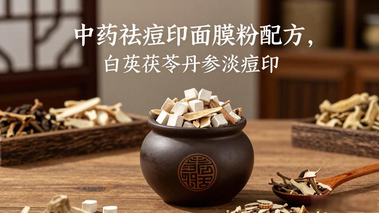 中药祛痘印面膜粉配方，白芨茯苓丹参淡痘印
