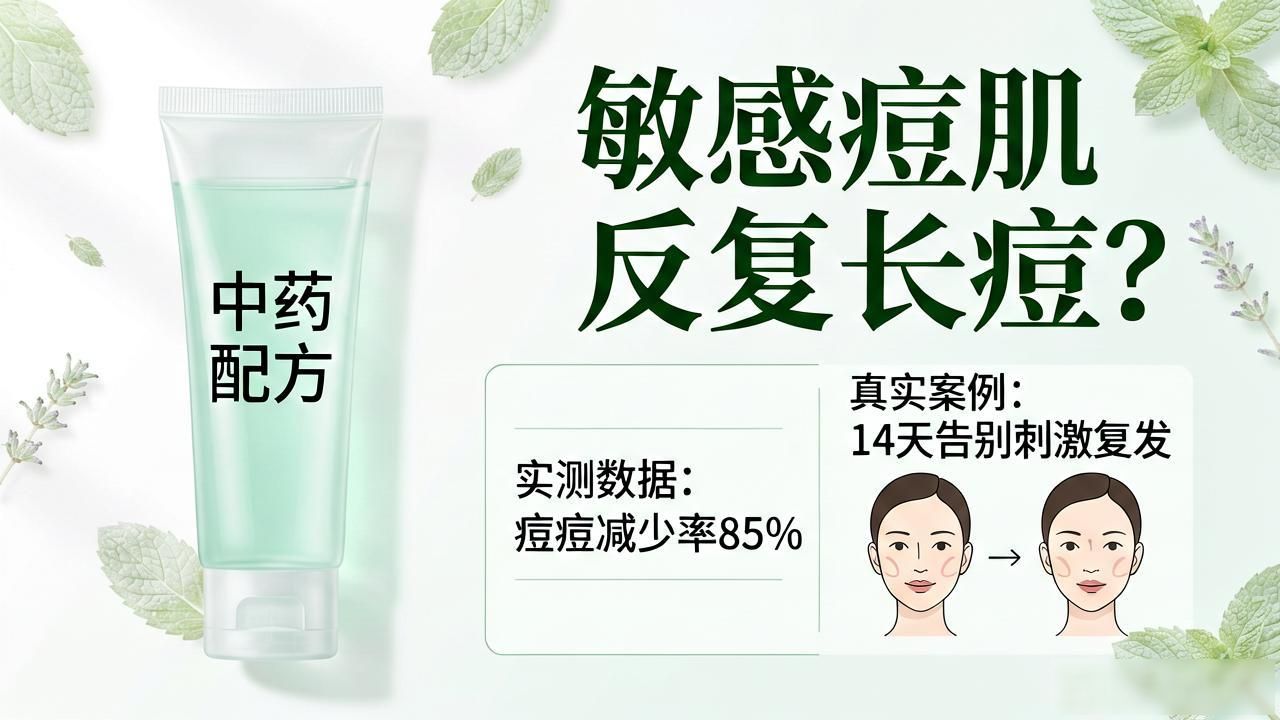 敏感痘肌反复长痘?中药配方祛痘凝胶实测,告别刺激与复发