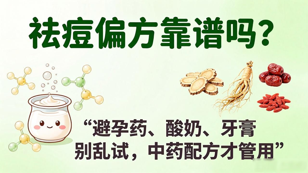 祛痘偏方靠谱吗?避孕药酸奶牙膏别乱试,中药配方才管用