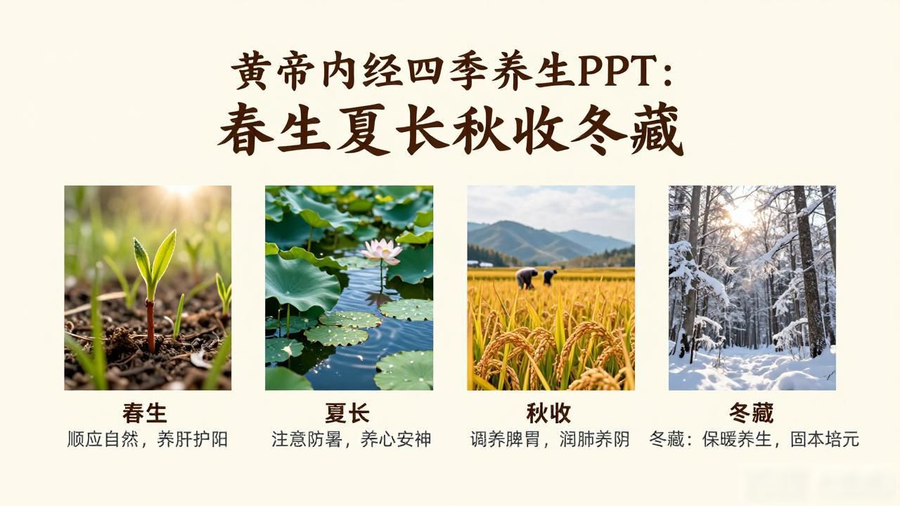 黄帝内经四季养生PPT:春生夏长秋收冬藏