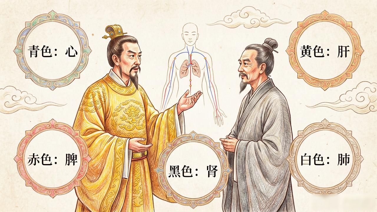 黄帝内经原文百度云:经络五色对应心肝脾肺肾