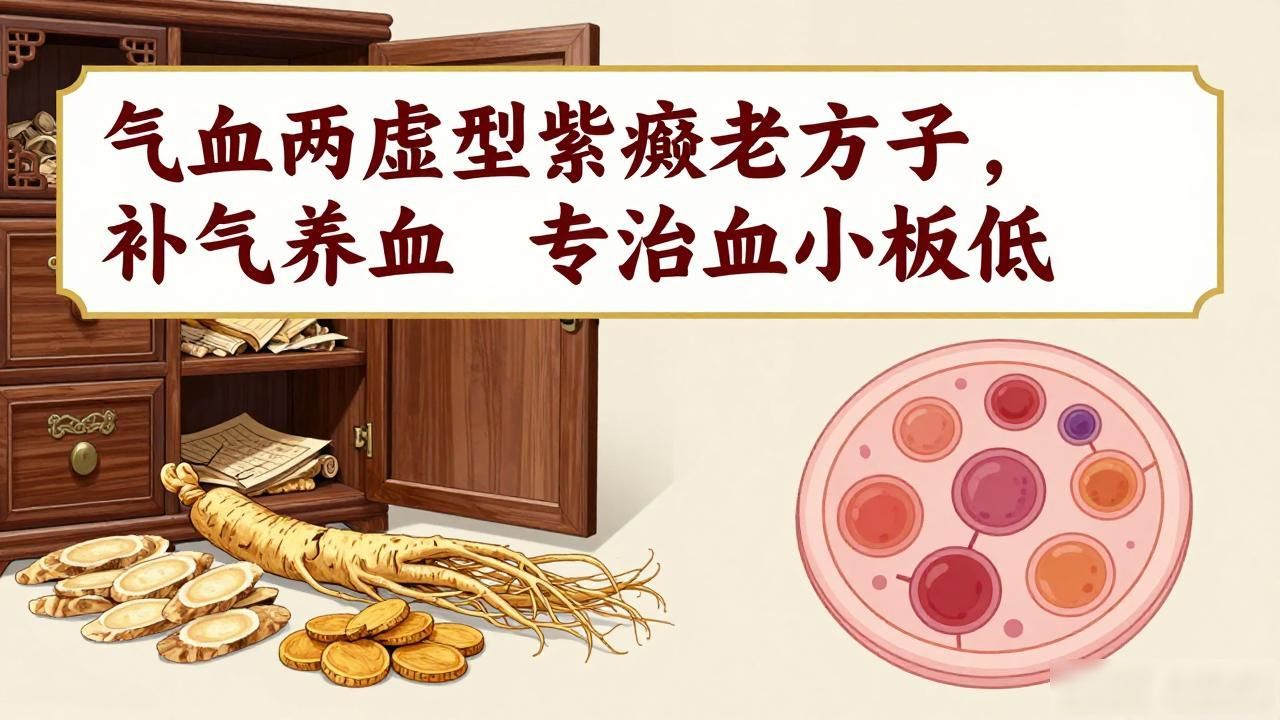气血两虚型紫癜老方子,补气养血专治血小板低
