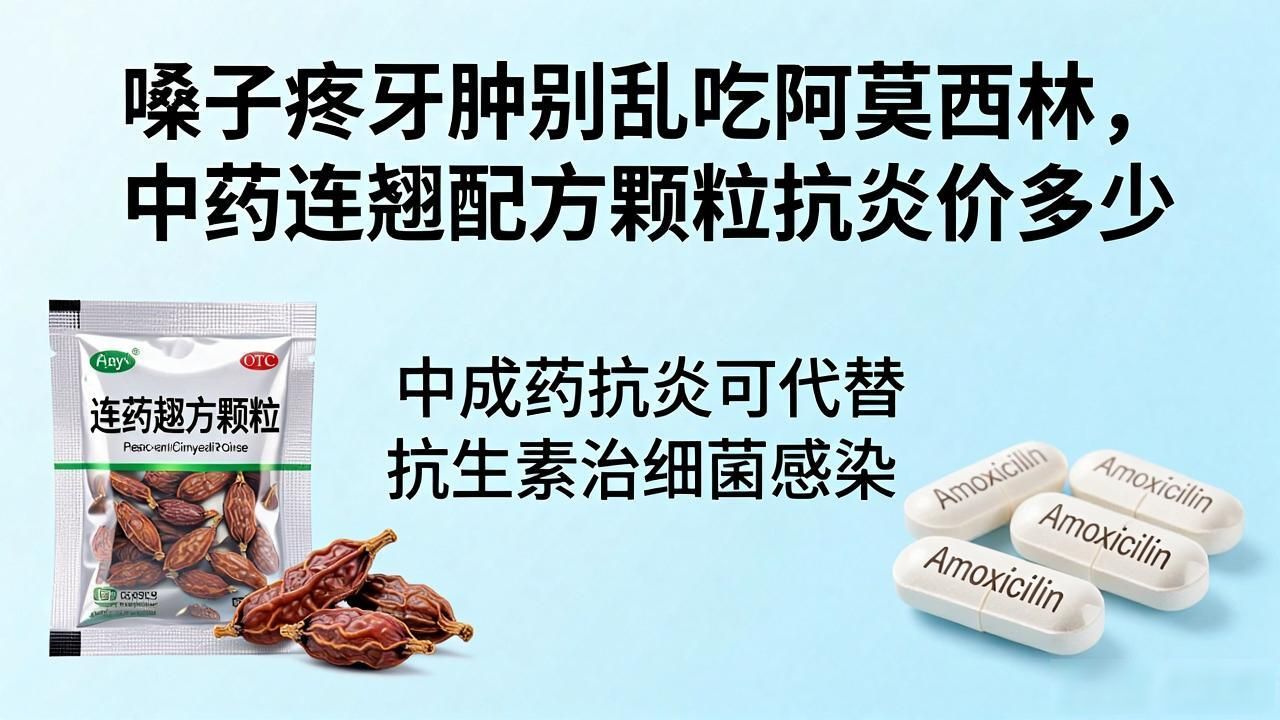 嗓子疼牙肿别乱吃阿莫西林,中药连翘配方颗粒抗炎价多少
