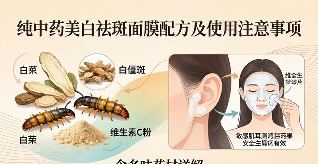 纯中药美白祛斑面膜配方及使用注意事项,含多味药材详解