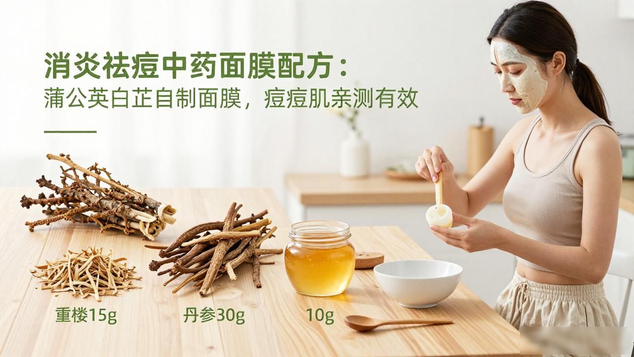 消炎祛痘中药面膜配方:蒲公英白芷自制面膜,痘痘肌亲测有效