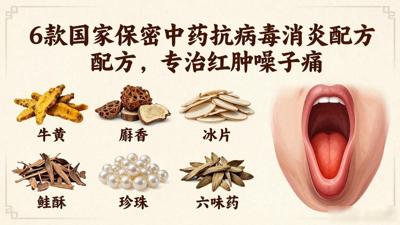 6款国家保密中药抗病毒消炎配方,专治红肿嗓子痛