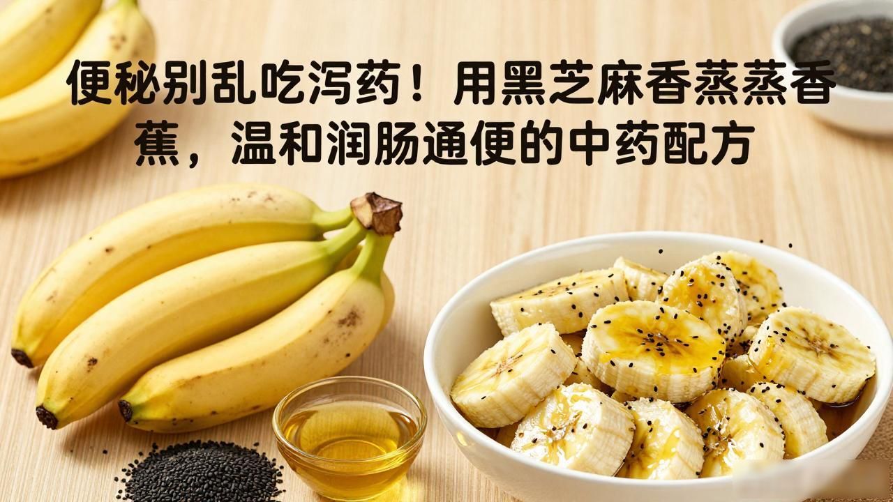 便秘别乱吃泻药!用黑芝麻香油蒸香蕉,温和润肠通便的中药配方