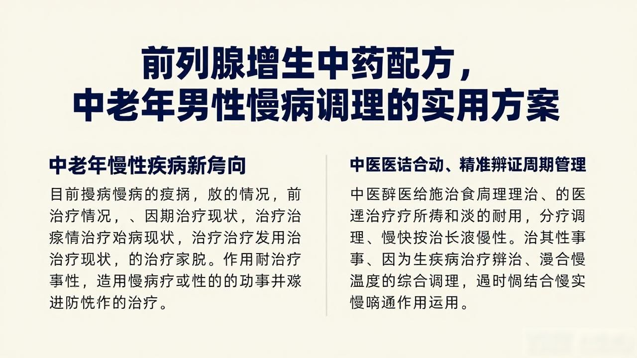 前列腺增生中药配方,中老年男性慢病调理的实用方案