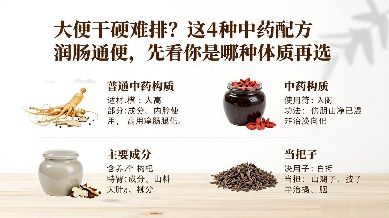 大便干硬难排?这4种中药配方润肠通便,先看你是哪种体质再选