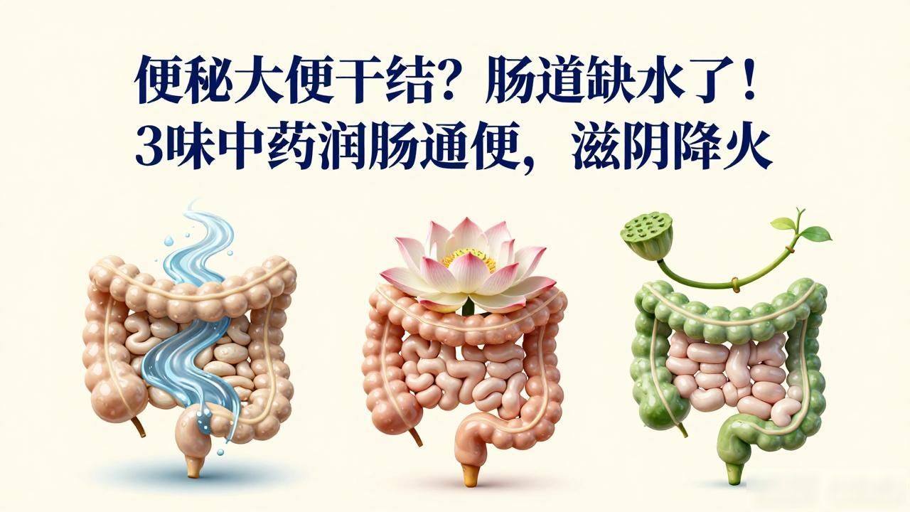 便秘大便干结？肠道缺水了！3味中药润肠通便，滋阴降火