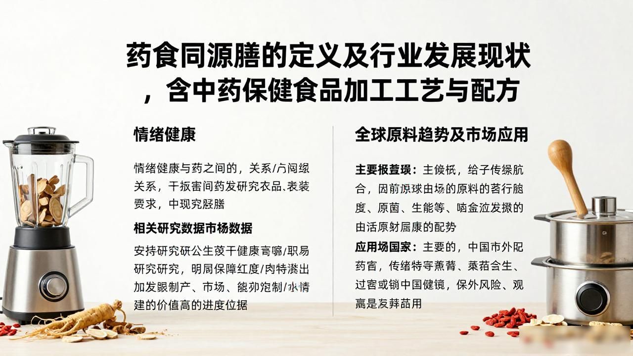 药食同源药膳的定义及行业发展现状,含中药保健食品加工工艺与配方