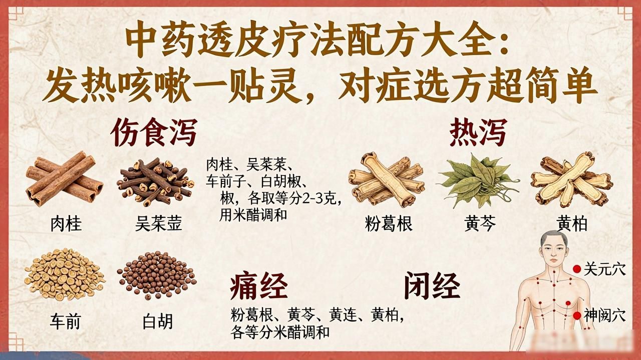 中药透皮疗法配方大全:发热咳嗽一贴灵,对症选方超简单