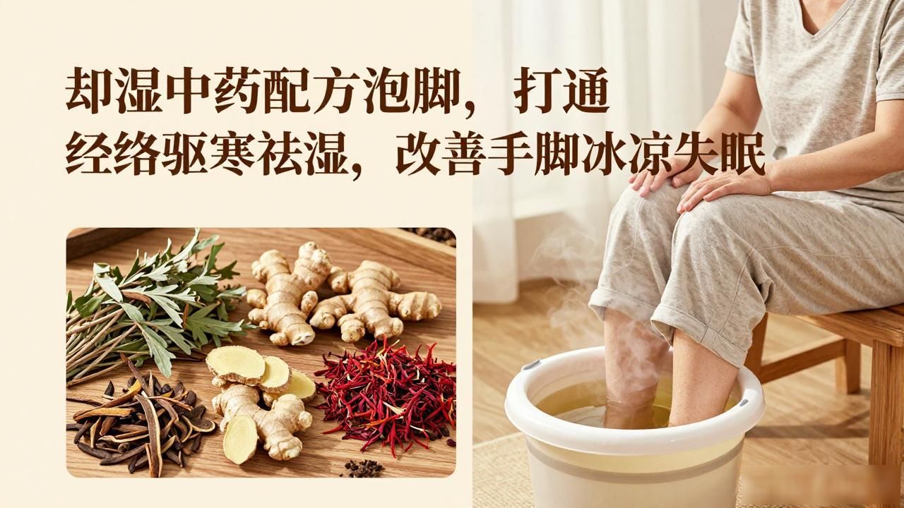 却湿中药配方泡脚,打通经络驱寒祛湿,改善手脚冰凉失眠