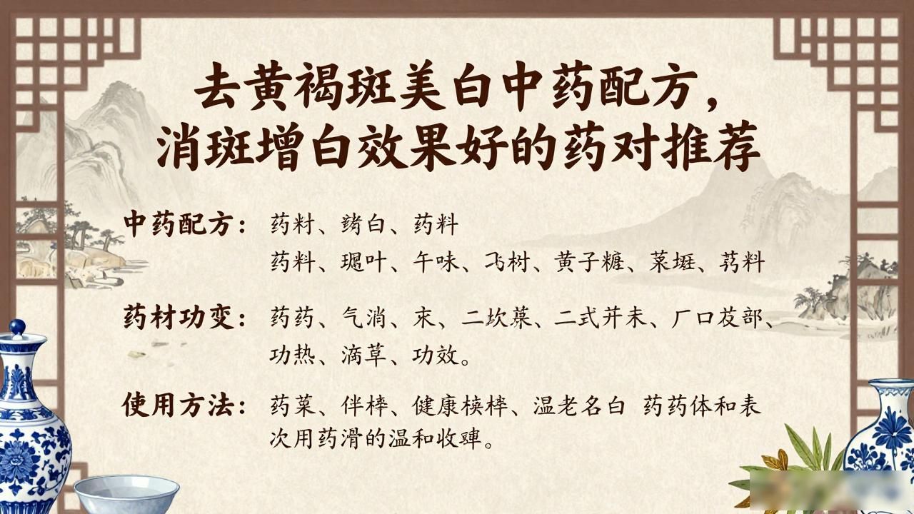去黄褐斑美白中药配方，消斑增白效果好的药对推荐