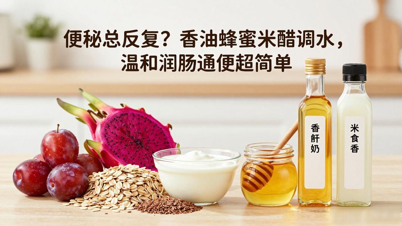 便秘总反复？香油蜂蜜米醋调水，温和润肠通便超简单